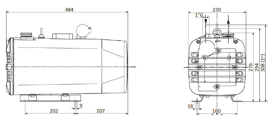Габаритный чертеж насоса DVP SB.40