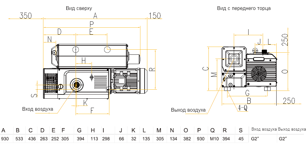 Габаритный чертеж насоса VSV-200