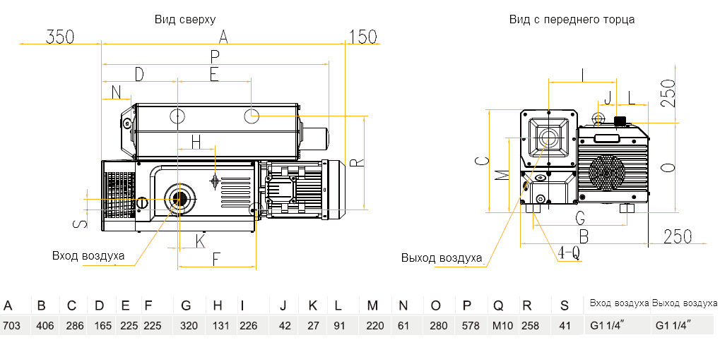 Габаритный чертеж насоса VSV-100