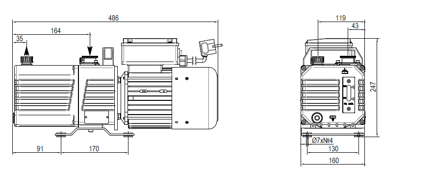 Габаритный чертеж насоса DVP DC.4D