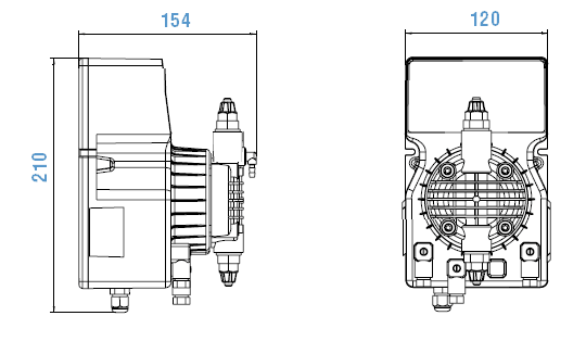 Габаритный чертеж насоса Etatron DLX MA/MB 02-20