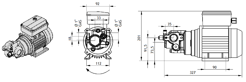 Габаритный чертеж насоса Piusi Viscomat 200/2 M Gear