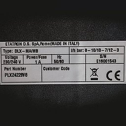 Шильдик насоса Etatron DLX MA/MB 08-10