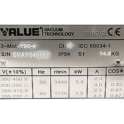 Шильдик вакуумного насоса Value VSV-028
