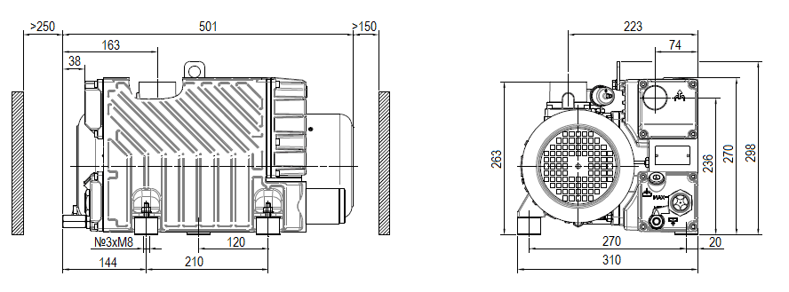 Габаритный чертеж насоса DVP LC.60 WR