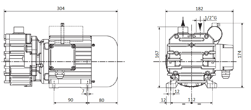 Габаритный чертеж насоса DVP SB.10