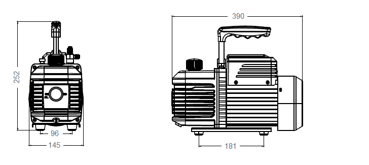 Габаритный чертеж насоса AirVac A-i180