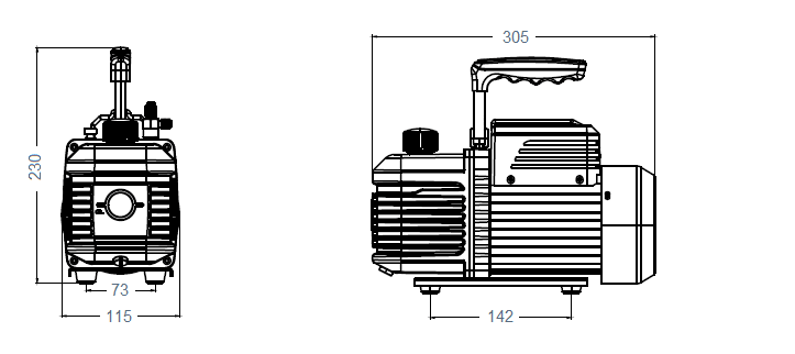 Габаритный чертеж насоса AirVac A-i130