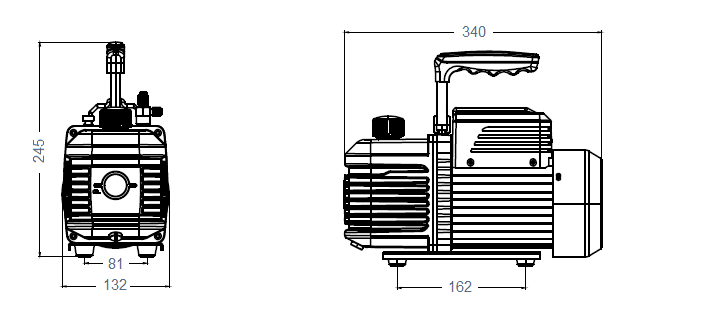 Габаритный чертеж насоса AirVac A-i150