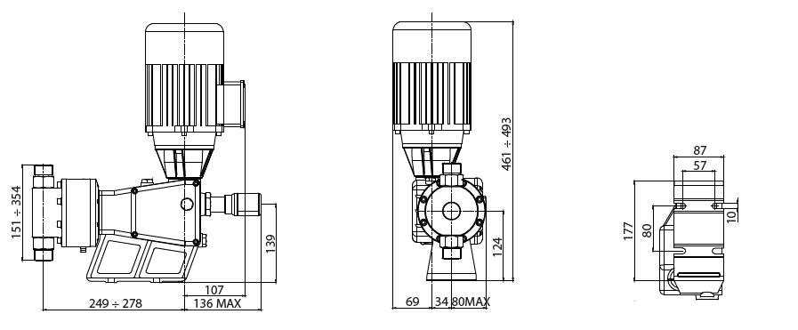 Габаритный чертеж насоса Etatron P BP0220AA00000