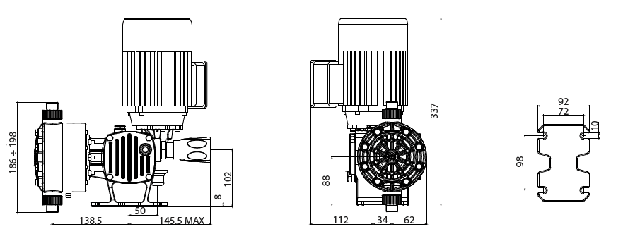 Габаритный чертеж насоса Etatron ST-D AD0061CA00100