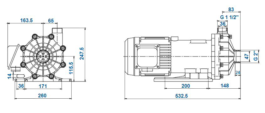 Габаритный чертеж насоса Zenova MDP-422-380