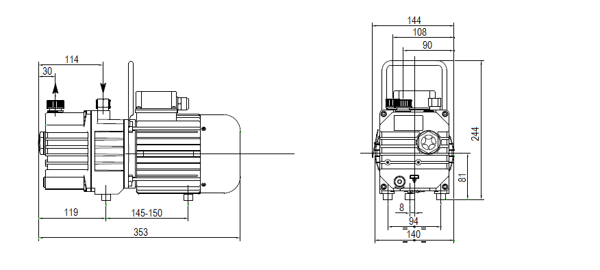 Габаритный чертеж насоса DVP RC.8D