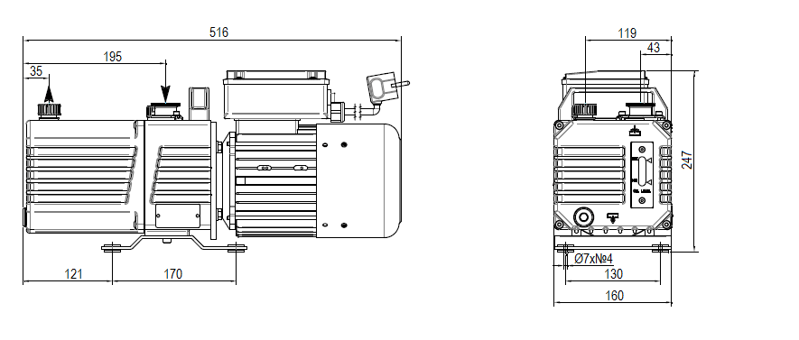 Габаритный чертеж насоса DVP DC.16D