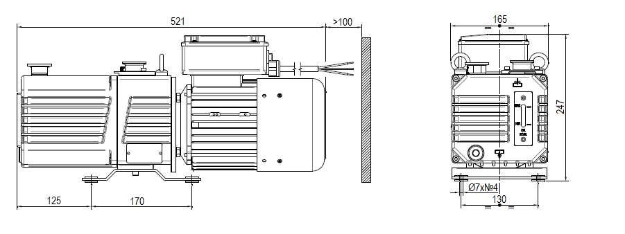 Габаритный чертеж насоса DVP DC.16D ATEX