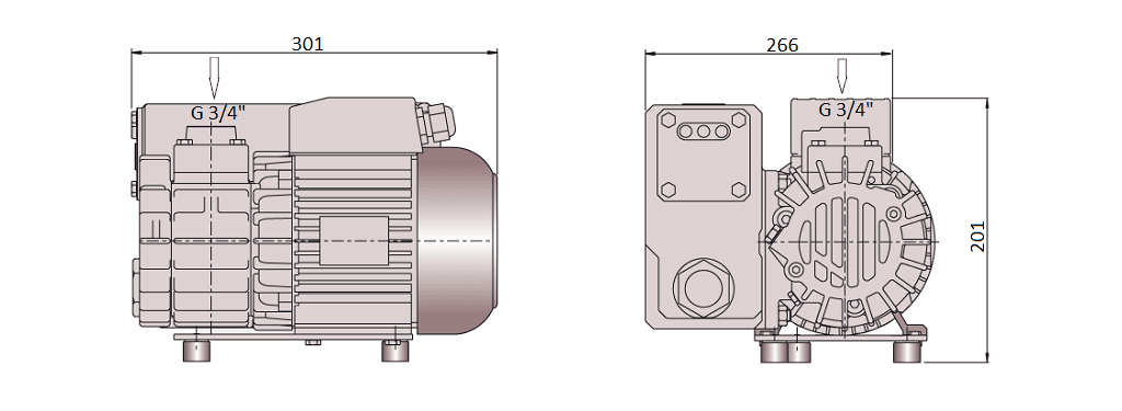 Габаритный чертеж насоса Busch R5 KB 0016 E