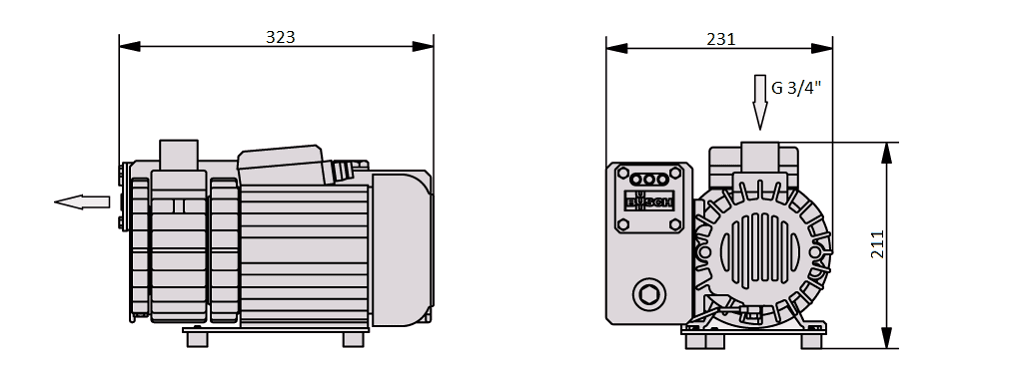 Габаритный чертеж насоса Busch R5 KB 0020 D