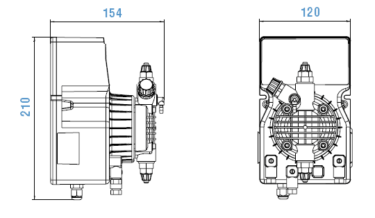 Габаритный чертеж насоса Etatron DLX PH-RX/MBB 01-15