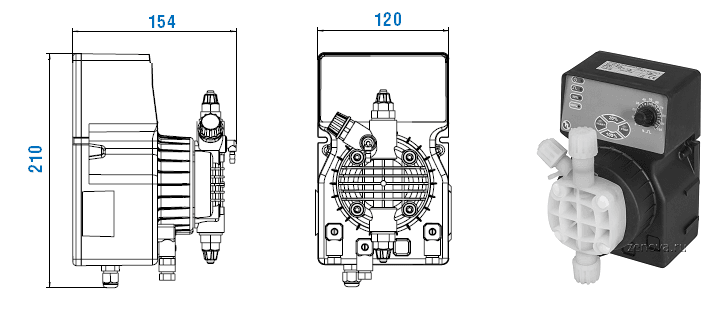 Габаритный чертеж насоса Etatron DLX MA/AD 05-07