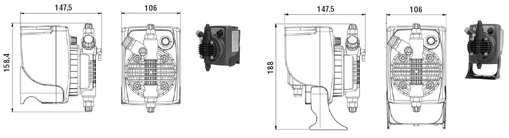 Габаритный чертеж насоса Etatron PKX MA/AL 01-05