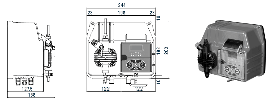 Габаритный чертеж насоса Etatron BT MA/M 05-20