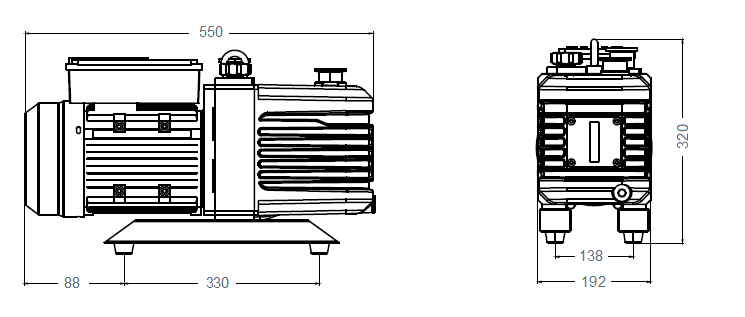 Габаритный чертеж насоса AiVac ARV-16