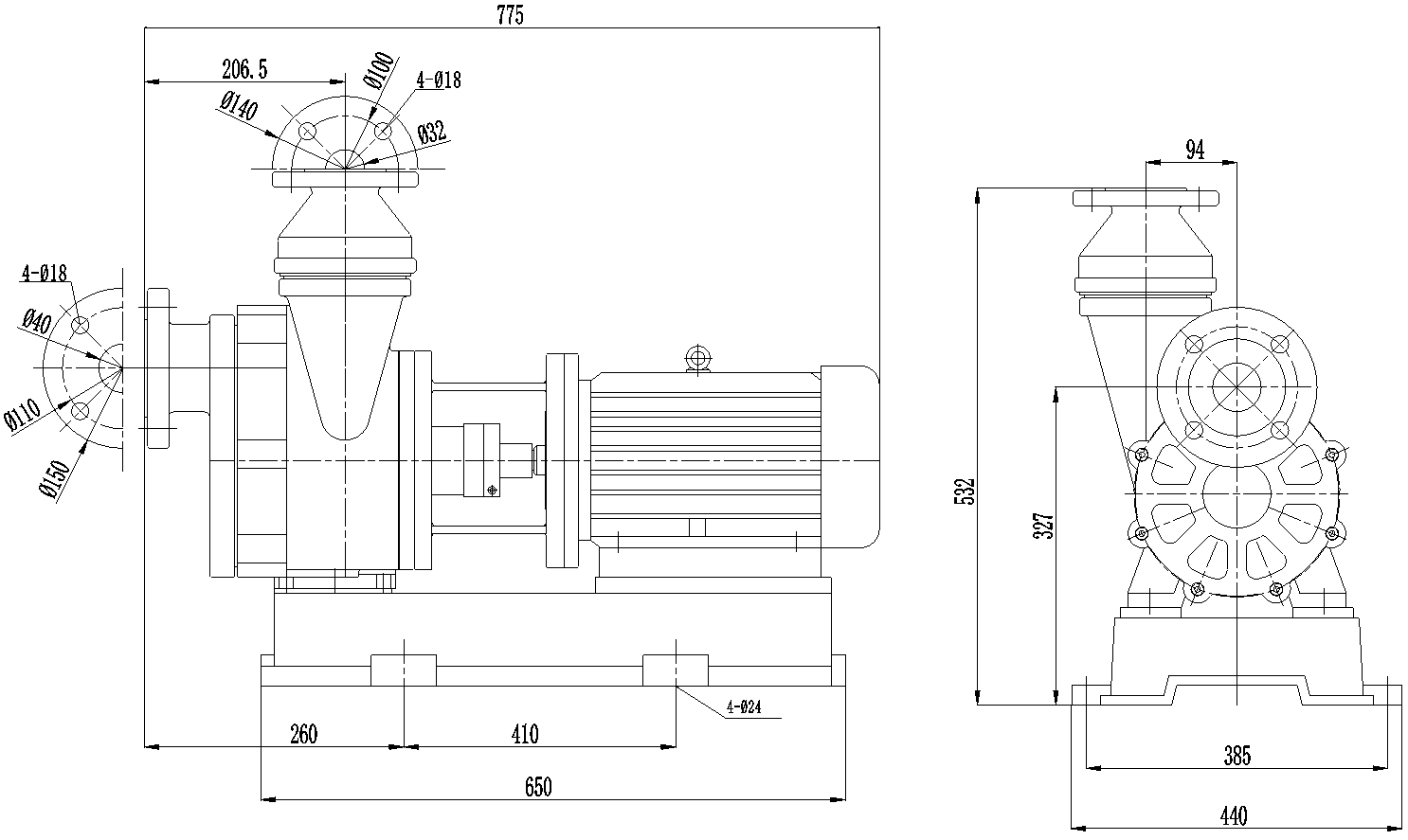 Габаритный чертеж модели ZY Technology 40FZB-20_055