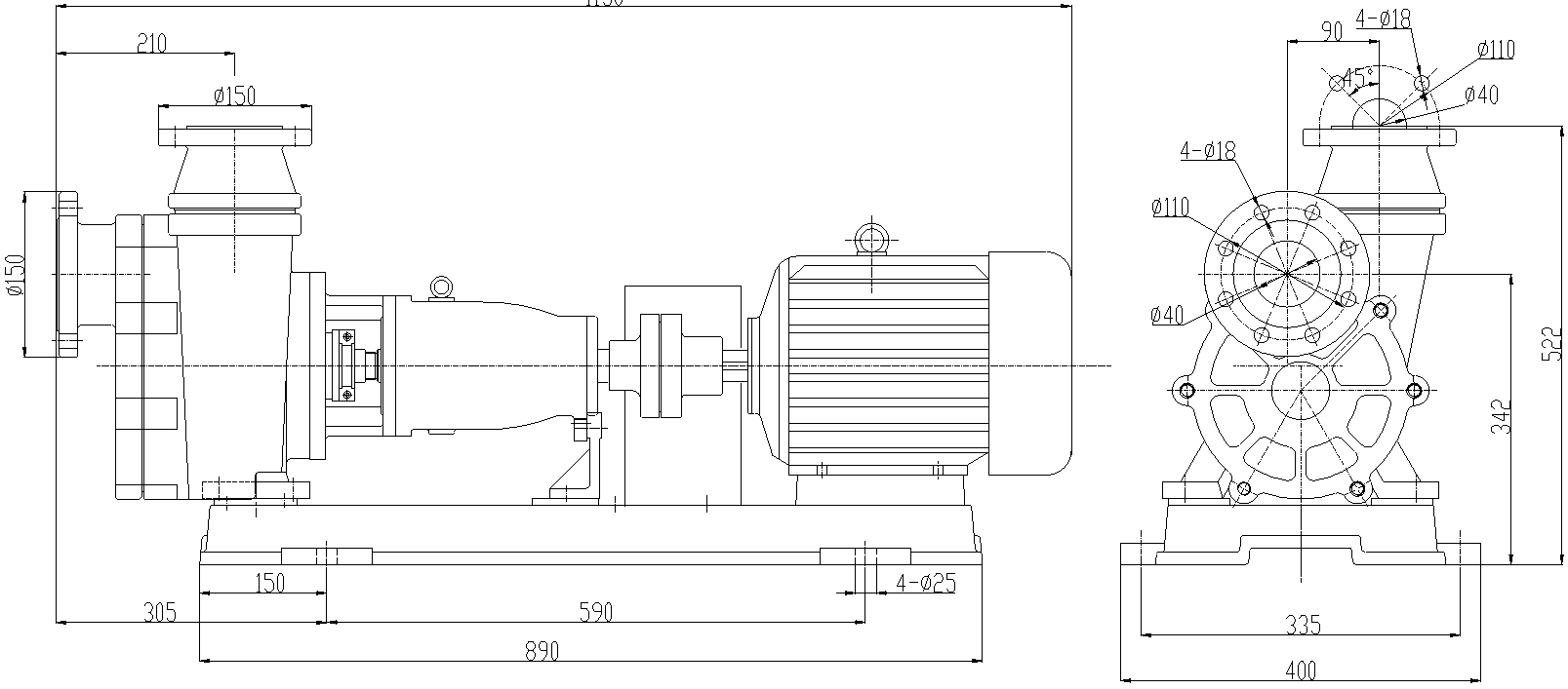 Габаритный чертеж модели ZY Technology 40FZB-30L_040