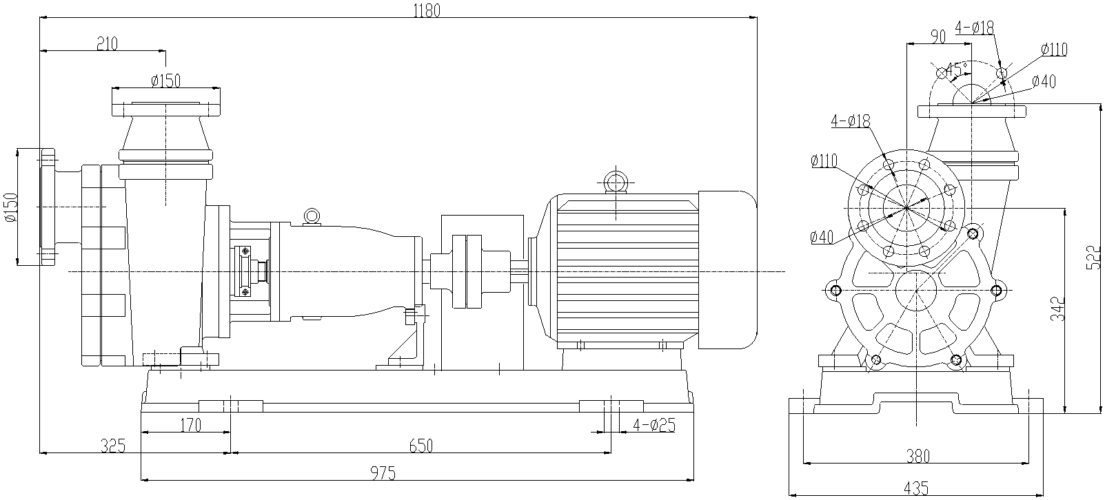 Габаритный чертеж модели ZY Technology 40FZB-30L_075