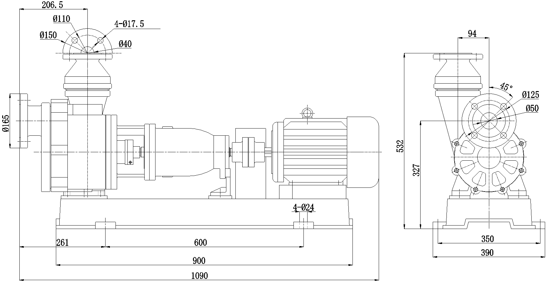 Габаритный чертеж модели ZY Technology 50FZB-20L_030