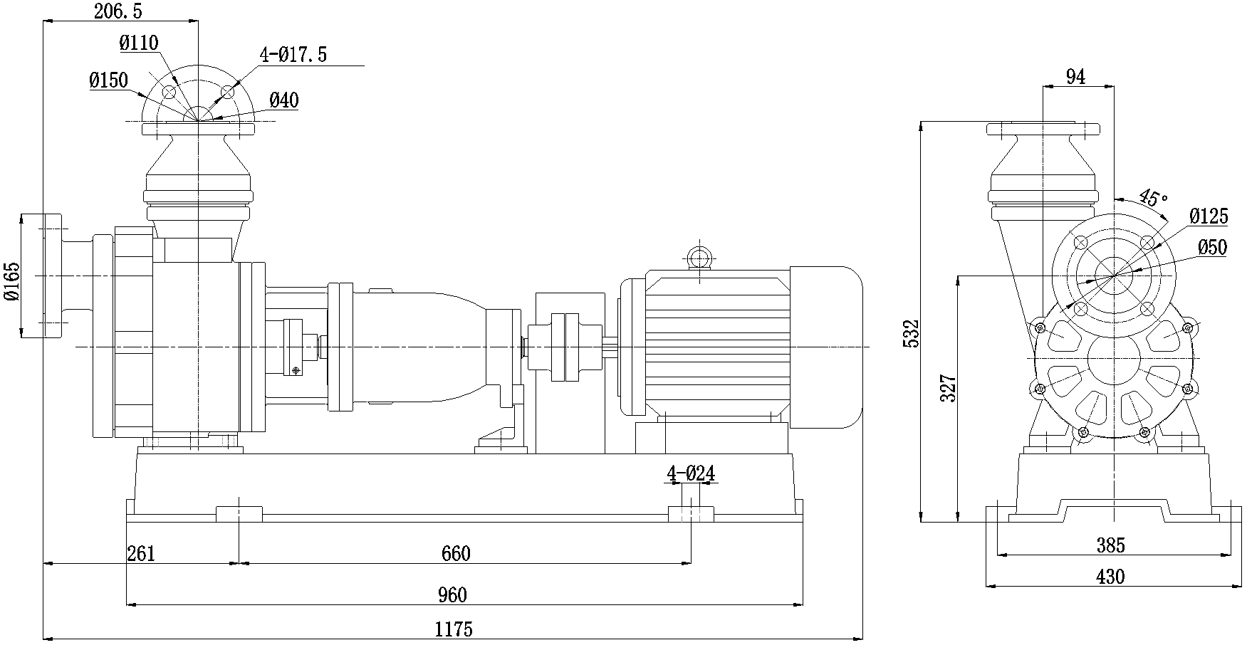 Габаритный чертеж модели ZY Technology 50FZB-20L_055