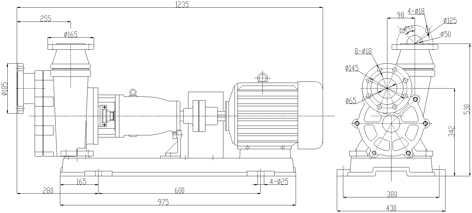 Габаритный чертеж модели ZY Technology 65FZB-30L_075