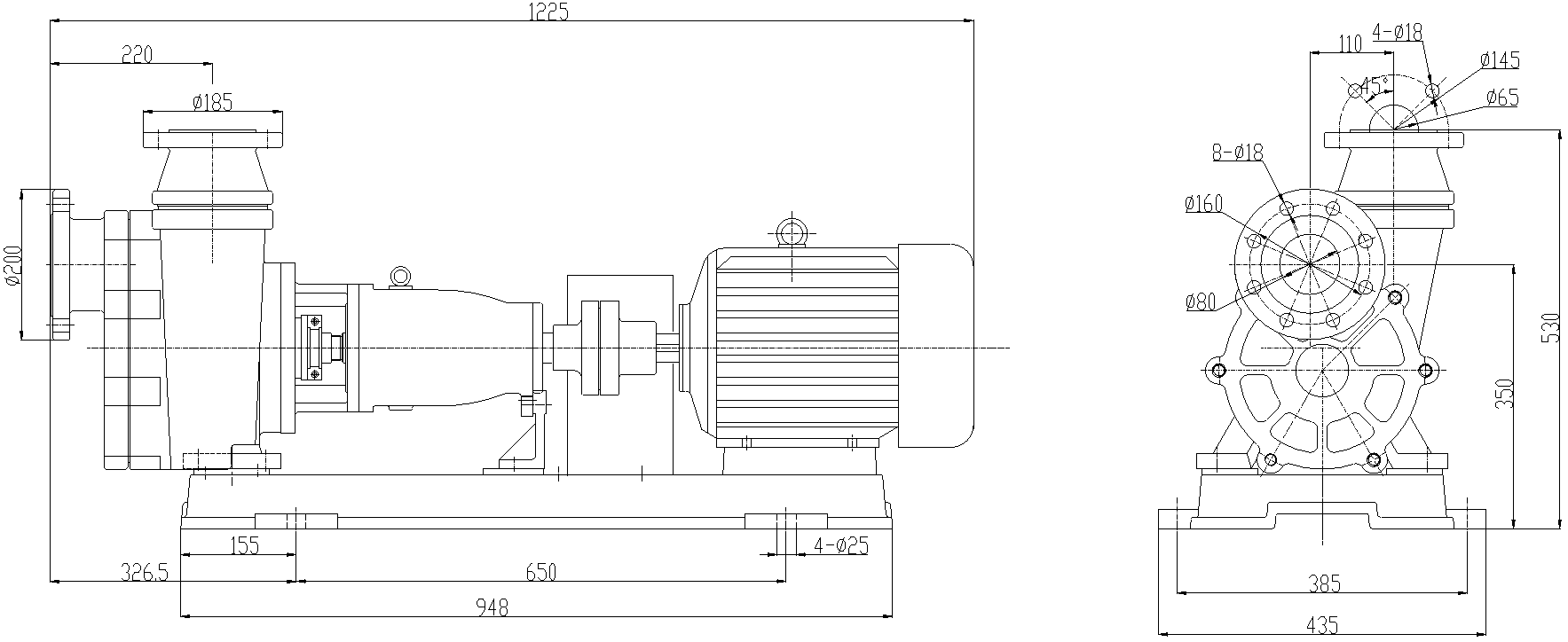 Габаритный чертеж модели ZY Technology 80FZB-20L_075