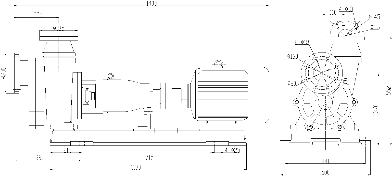 Габаритный чертеж модели ZY Technology 80FZB-30L_110