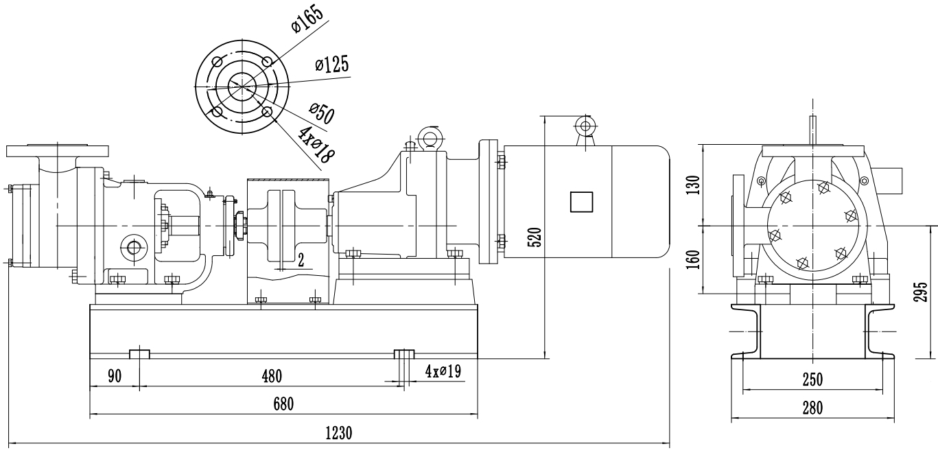 Габаритный чертеж насоса ZY Technology NYP-24-2.2-143-R