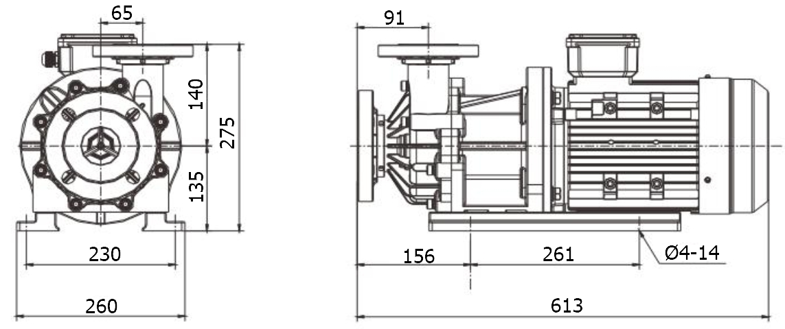 Габаритный чертеж насоса Zenova MDP-425-380