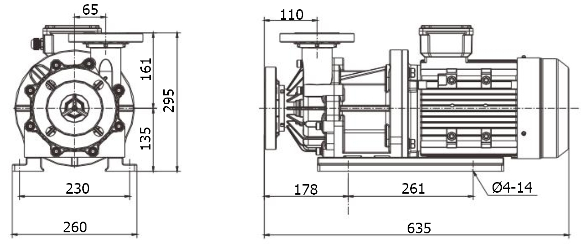 Габаритный чертеж насоса Zenova MDP-565-380