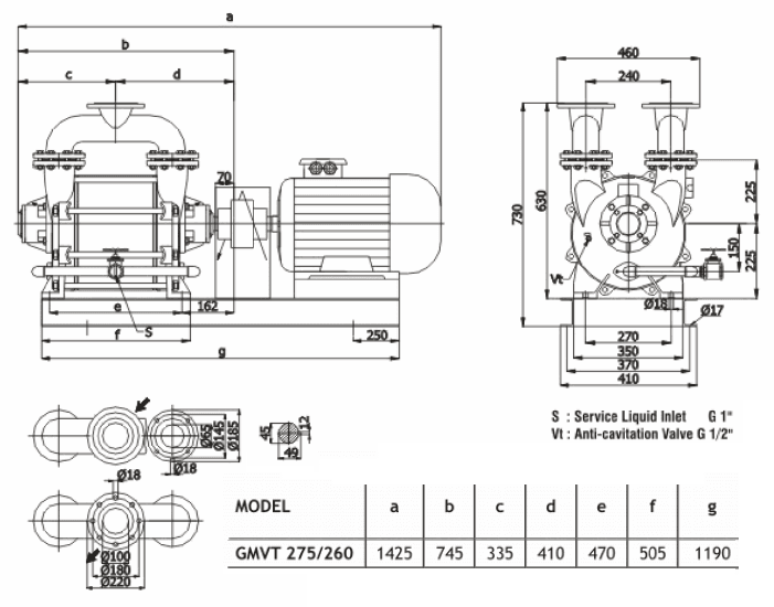 Габаритный чертеж насоса Ангара GMVT 275/260