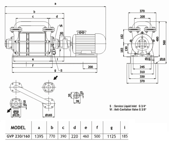 Габаритный чертеж насоса Ангара GVP 230/160