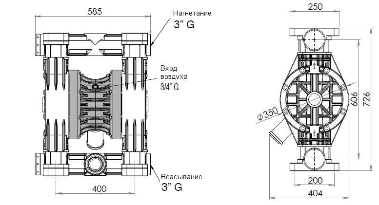 Габаритный чертеж насоса Debem BOXER 503-F