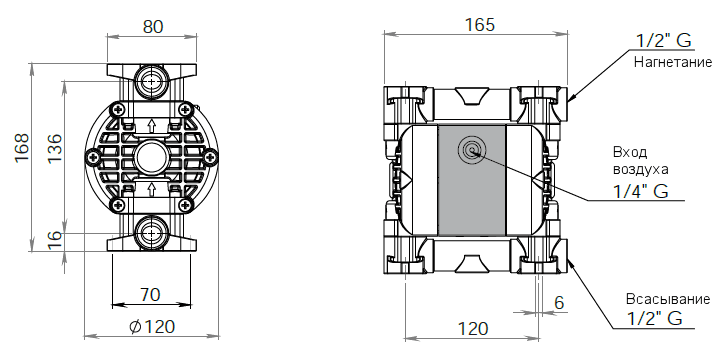 Габаритный чертеж насоса Debem MICROBOXER-P