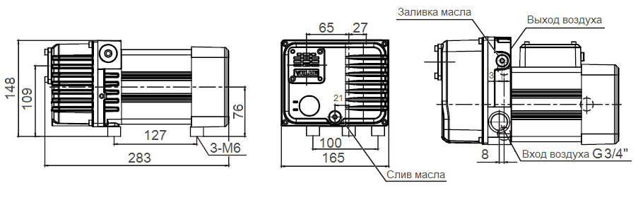 Габаритный чертеж насоса VSV-8_220