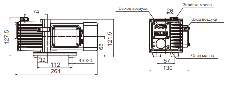 Габаритный чертеж насоса VSV-4_220