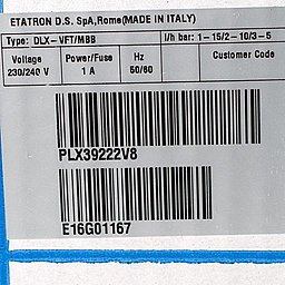 Кодовая маркировка насосов Etatron DLX VFT/MBB 01-15
