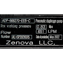 Шильдик модели Zenova Pneumatic ADP-666320-EEB-C