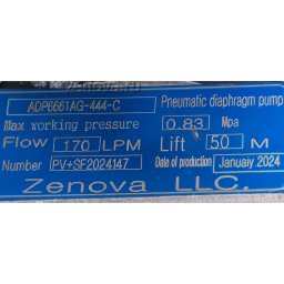 Шильдик модели Zenova Pneumatic ADP-6661AG-444-C