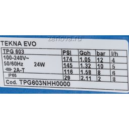 Шильдик насоса Seko Tekna Evo TPG 603