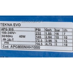 Шильдик насоса Seko Tekna Evo APG 800 (EPDM)