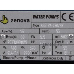 Шильдик модели Zenova SEN 32-250/55